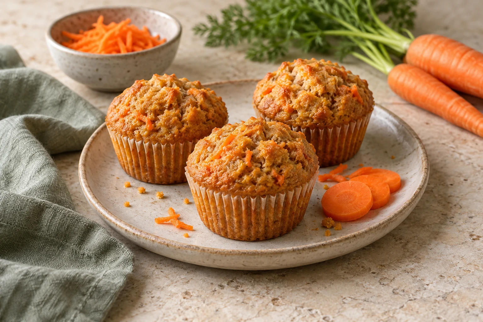 Havuç tozlu muffin için oluşturulmuş temsili yemek görseli